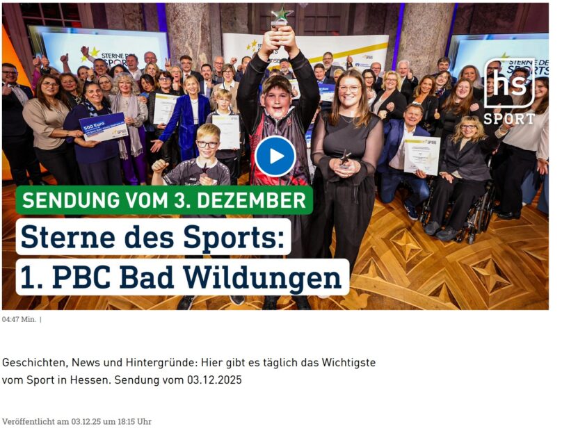 Sterne des Sports: 1. PBC Bad Wildungen | hessenschau Sport vom 03.12.2025